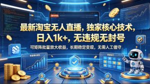 最新淘宝无人直播，独家核心技术，日入1k+，无违规无封号，可矩阵批量放大，长期稳定，无需人工值守【揭秘】-遨游资源库