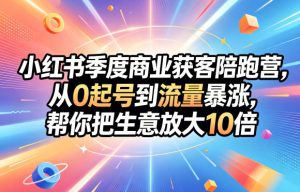 小红书季度商业获客陪跑营,从0起号到流量暴涨,帮你把生意放大10倍-遨游资源库