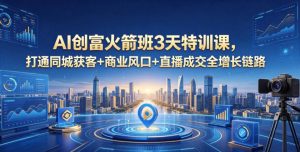 AI创富火箭班3天特训课,打通同城获客+商业风口+直播成交全增长链路,2026年4月新课-遨游资源库