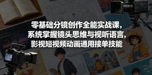 零基础分镜创作全能实战课,系统掌握镜头思维与视听语言,影视短视频动画通用接单技能-遨游资源库