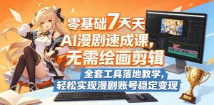 零基础7天AI漫剧速成课，无需绘画剪辑，全套工具落地教学，轻松实现漫剧账号稳定变现-遨游资源库