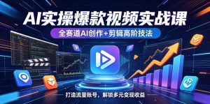 AI实操爆款视频实战课,全赛道AI创作+剪辑高阶技法,打造流量账号,解锁多元变现收益-遨游资源库