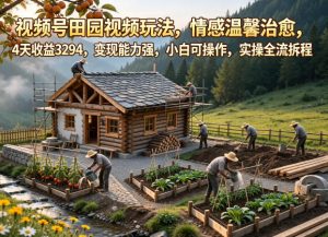 视频号田园视频玩法,情感温馨治愈,4天收益3294,变现能力强,小白可操作,实操全流程拆解-遨游资源库