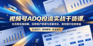 视频号ADQ投流实战干货课,全流程实操拆解,玩转账户搭建与流量优化,高效提升投放收益-遨游资源库