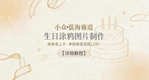 小众蓝海赛道，生日涂鸦图片制作，简单易上手，单链接变现超12W+【详细教程】-遨游资源库