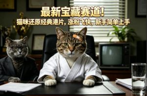 最新宝藏赛道！猫咪还原经典港片，涨粉飞快，新手简单上手-遨游资源库