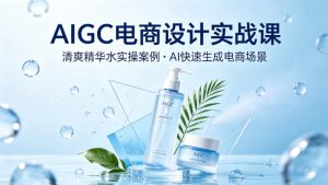AIGC电商设计实战课，以清爽精华水为实操案例，教你用AI快速生成电商场景-遨游资源库
