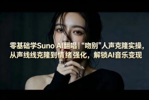 零基础学Suno AI翻唱｜《吻别》人声克隆实操，从声线克隆到情绪强化，解锁AI音乐变现-遨游资源库