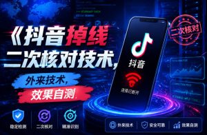 抖音掉线二次核对技术，外来技术，效果自测-遨游资源库