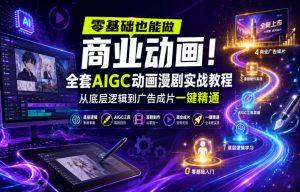 零基础也能做商业动画!全套AIGC动画漫剧实战教程,从底层逻辑到广告成片一键精通-遨游资源库
