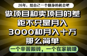 做项目和卖项目不只是月入3K和10W那么简单,一个努力搬砖,一个在家躺賺【揭秘】-遨游资源库