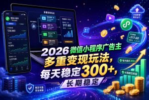 2026微信小程序广告主,多重变现玩法,每天稳定300+,长期稳定【揭秘】-遨游资源库