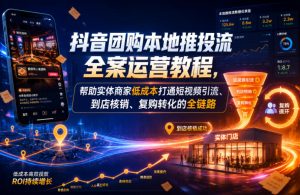 抖音团购本地推投流全案运营教程,帮助实体商家低成本打通短视频引流、到店核销、复购转化的全链路-遨游资源库