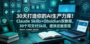 30天打造你的AI生产力库！Claude Skills+Obsidian 双教程，30 个可交付 Skill，提效还能变现-遨游资源库