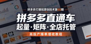 拼多多打爆班原创技术第60期，拼多多直通车，起量・矩阵・全店托管，高投产爆单增收教程-遨游资源库