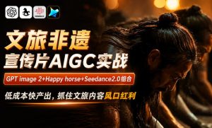 文旅非遗宣传片AIGC实战,GPT image 2+Happy horse+Seedance2.0组合,低成本快产出,抓住文旅内容风口红利-遨游资源库