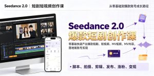 Seedance 2.0短剧短视频创作课，零基础快速产出爆款短剧、短视频、MV内容，落地做账号实现变现-遨游资源库