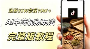 用ai做中药视频，涨粉35.8W，分成计划+橱窗累计变现10W+-遨游资源库