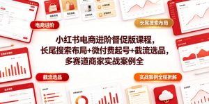 小红书电商进阶督促版课程，长尾搜索布局+微付费起号+截流选品，多赛道商家实战案例全程拆解-遨游资源库