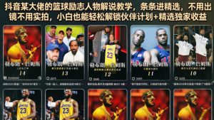 抖音某大佬的篮球励志人物解说教学，条条进精选，不用出镜不用实拍，小白也能轻松解锁伙伴计划+精选独家收益-遨游资源库