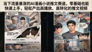 当下流量暴涨的AI漫画小说推文赛道，零基础也能快速上手，轻松产出高播放、高转化的推文视频-遨游资源库