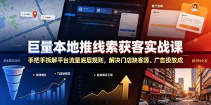 巨量本地推线索获客实战课，手把手拆解平台流量底层规则，解决门店缺客源、广告投放成本高、留资转化差等痛点-遨游资源库