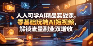 人人可学AI精品实战课,零基础玩转AI短视频,解锁流量副业双增收-遨游资源库