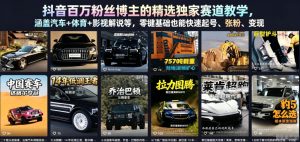 抖音百万粉丝博主的精选独家赛道教学，涵盖汽车+体育+影视解说等，零基础也能快速起号、涨粉、变现-遨游资源库