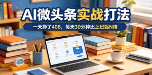 一天挣了408，AI微头条实战打法，每天30分钟比上班强N倍-遨游资源库