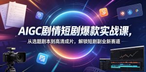 AIGC剧情短剧爆款实战课,从选题剧本到高清成片,解锁短剧副业新赛道-遨游资源库