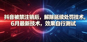 抖音被禁注销后，解除延续处罚技术，6月最新技术，效果自行测试-遨游资源库
