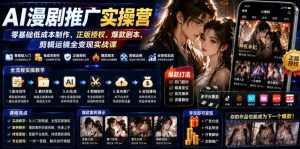 AI漫剧推广实操营|零基础低成本制作、正版授权、爆款剧本、剪辑运镜全变现实战课-遨游资源库