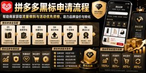拼多多黑标申请流程，帮助商家获取流量倾斜与活动优先资格，助力品牌溢价与转化-遨游资源库