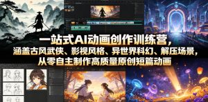 一站式AI动画创作训练营,涵盖古风武侠、影视风格、异世界科幻、解压场景,从零自主制作高质量原创短篇动画-遨游资源库