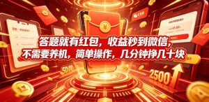 答题就有红包,收益秒到微信,不需要养机,简单操作,几分钟挣几十块【揭秘】-遨游资源库