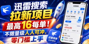 迅雷搜索拉新项目,最高16每单!不限量级人人可冲,零门槛上手-遨游资源库