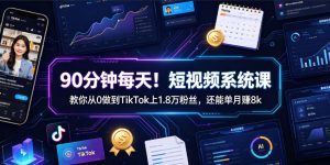 90分钟每天!短视频系统课教你从0做到TikTok上1.8万粉丝,还能单月賺8k【原创双语字幕】-遨游资源库