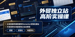 外贸独立站高阶实操课|从域名服务器搭建到Elementor定制化建站,打造高转化询盘型独立站全教程-遨游资源库
