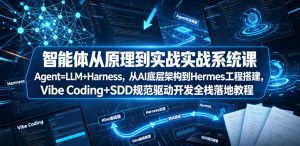 智能体从原理到实战系统课Agent=LLM+Harness,从AI底层架构到Hermes工程搭建,Vibe Coding+SDD规范驱动开发全栈落地教程-遨游资源库