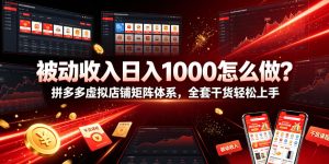 被动收入日入1000怎么做?拼多多虚拟店铺矩阵体系,全套干货轻松上手【揭秘】-遨游资源库