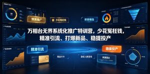 万相台无界系统化推广特训营VI0.0,少花冤枉钱,精准引流、打爆新品、稳提投产(全程录音+字幕)-遨游资源库