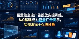 巨量信息流广告投放实操训练,从0基础成为巨量广告高手,实操演示+心法分析-遨游资源库