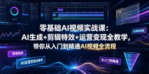 零基础AI视频实战课:AI生成+剪辑特效+运营变现全教学,带你从入门到精通AI视频全流程-遨游资源库